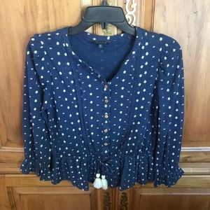 Lucky Brand Polka Dot Navy top XS